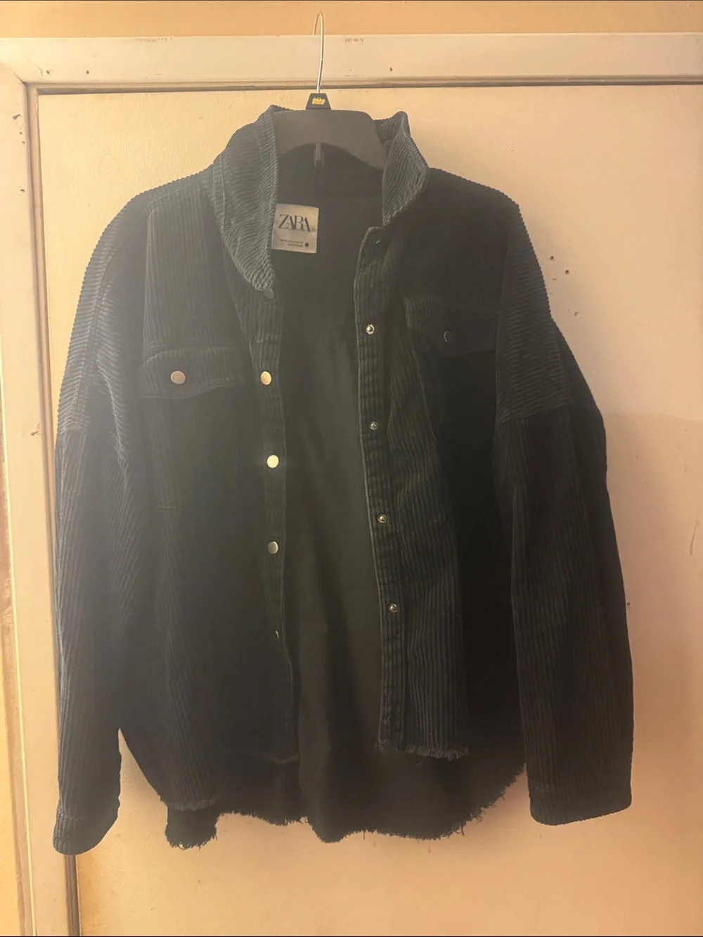 Zara Dark Navy Corduroy Oversized Shacket - Picture 3 of 6